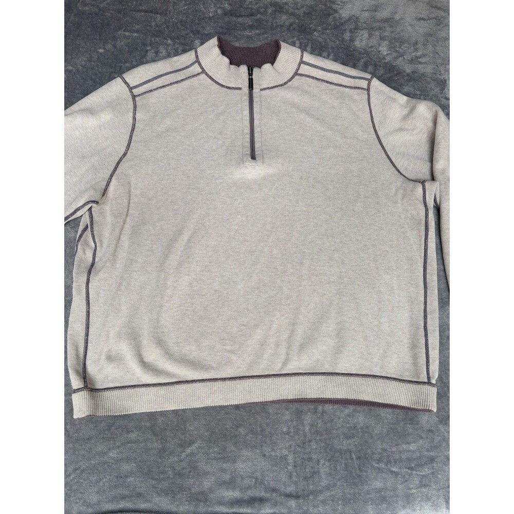 Tommy Bahama Mens XL 1/4 Zip Reversable Long Sleeve Sweater Pullover